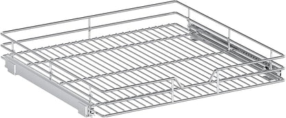 Pull Out Cabinet Organizer, 22.5" W x 21.5" D, Heavy Duty Chrome Slide Out Shelf for Wide Base Cabinets, Sliding Wire Basket Drawer for Pots, Pans, Appliances & Pantry Storage