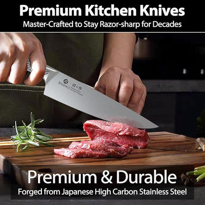 imarku Knife Set, 14 Piece Premium Japanese High-Carbon Stainless Steel Knife Block Set, Ultra-Sharp Kitchen Knife Set with Sharpener, Ideal Home Cooking Gift for Men