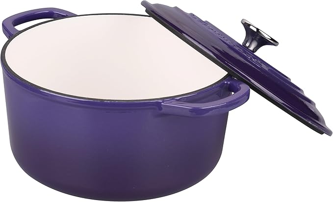 VORRINGARD Enameled Cast Iron Dutch Oven Pot with Lid, for Sourdough Bread Baking, Round Dutch Ovens, 6 Quart, Purple
