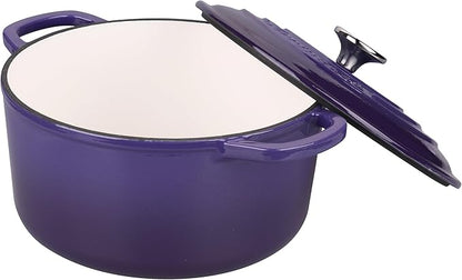 VORRINGARD Enameled Cast Iron Dutch Oven Pot with Lid, for Sourdough Bread Baking, Round Dutch Ovens, 6 Quart, Purple