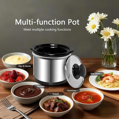 Mini Slow Cooker, 0.65 Qt Capacity small slow cooker, Ceramic Pot, Nutrient Loss Reduction, For Sauces, Stews & Dips, Round (ROSE RED)