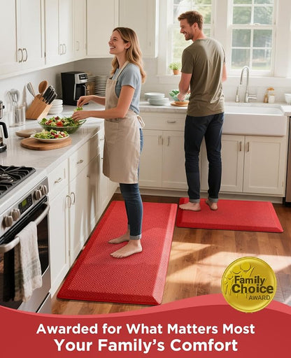 Ophanie Kitchen mats for Floor, 3/4 inch Thick, Kitchen Rugs, 20''x39'' Anti Fatigue Standing Cushioned Mat, Waterproof,Comfort Ergonomic mat for Office, Home, Sink, Red Non-Slip Bottom
