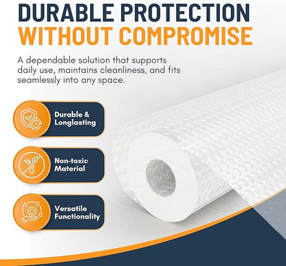 Shelf Liner Drawer Liner for Kitchen Cabinets Non-Adhesive by Linda’s Essentials (12 x 120 Inches) - Non-Slip Easy Clean Kitchen Cabinet and Cupboard Protector, Waterproof Mat, Clear Roll