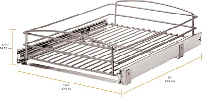 Knape & Vogt RS-MUB-14-FN 5 in. H x 15 in. W x 20 in. D Multi-Use Basket Silver Pull Out Cabinet Organizer, Frosted Nickel