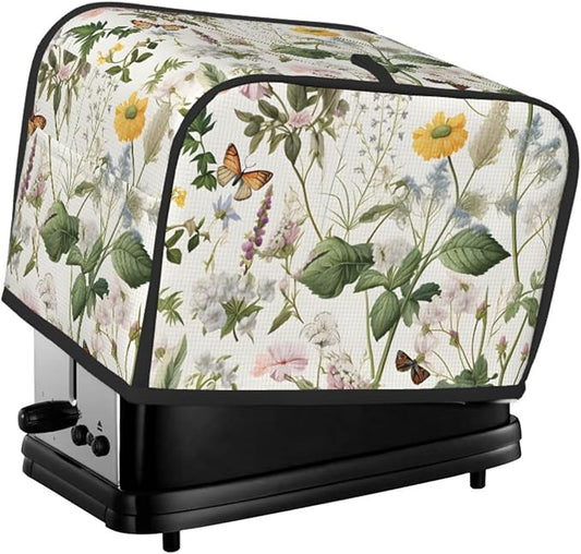 Floral Tropical Leaves 2 Slice Toaster Cover, Dustproof, Waterproof, Polyester, Kitchen Appliance Cover, Toaster Bag