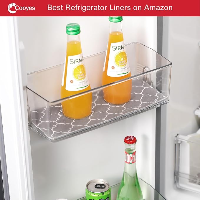 Cooyes Refrigerator Liners 17.7" x 360", Absorbent Strong Grip Fridge Mats Machine Washable, Non-Adhesive Refrigerator Shelf Liner for Fridge Bins & Kitchen Cabinets, Gray