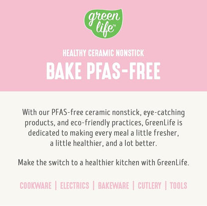 GreenLife 6 Piece Nonstick Bakeware Set, Non-Toxic PFAS-Free Ceramic Oven Pans, Dishwasher & Oven Safe to 450°F, Easy Release Baking Sheet, Loaf Pan, Rectangle & Round Cake, Muffin Pan, Pink