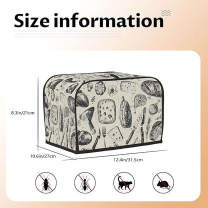 4 Slice Kitchen Art Design Toaster Cover Waterproof Dust Fingerprint Bread Machine Cover Washable Kitchen Appliance Protector For Home Kitchen Bakeware Table Decor Women Gifts