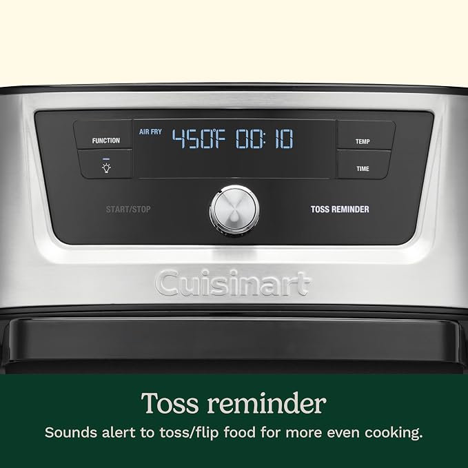 Cuisinart Air Fryer, 9-Quart Basket Stainless Steel Fryer Oven with 6 Presets to Roast, Bake, Broil, Air Fry, Dehydrate and Keep Warm, Dishwasher-Safe Parts, Quick & Easy Meals, AIRX-221, Black