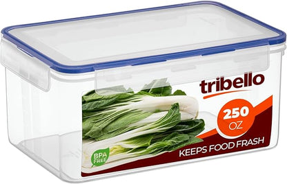 Tribello 250 oz Extra Large Airtight Food Storage Containers with SnapTight Lids – Clear, Stackable, BPA-Free Meal Prep Containers for Kitchen, Freezer & Pantry Storage