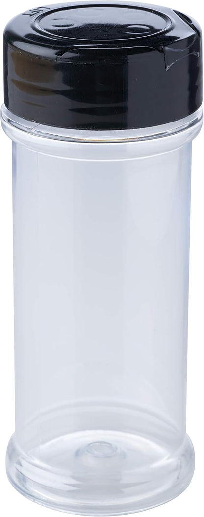 12 Pack of 6 Oz. Empty Clear Plastic Spice Bottles with Black Top Lids For Storing and Dispensing Salt, Sweeteners and Spices - Food-Grade Spice Jars for Kitchen and Home Spice Organization