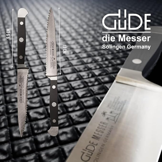 Güde Alpha Series Hand Forged/Sharpened Tomato Knife Knife With Black Hostaform Handle 5-In, Made in Solingen, Germany Since 1910