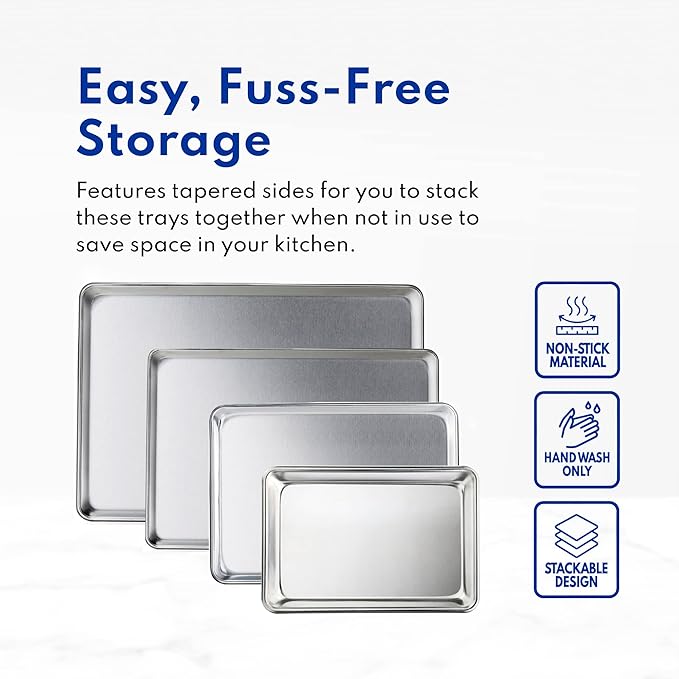 New Star Foodservice Commercial-Grade 18-Gauge Aluminum Sheet Pan/Bun Pan, Half Size, 13 x 18 x 1 Inch