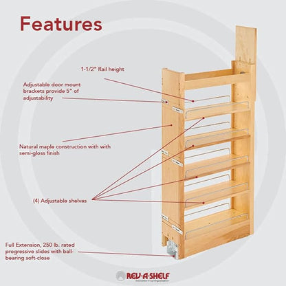 Rev-A-Shelf PULLOUT, Pant Try, Wood, 43" H X 8" W