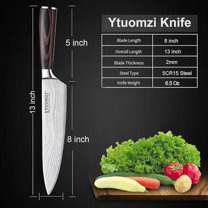 8" Chef's Knife, Professional 8-inch Chef Knife with Sheath, German High Carbon Stainless Steel Kitchen Knife for Home Cooks & Culinary Experts, Ergonomic Pakkawood Handle, Gift Box