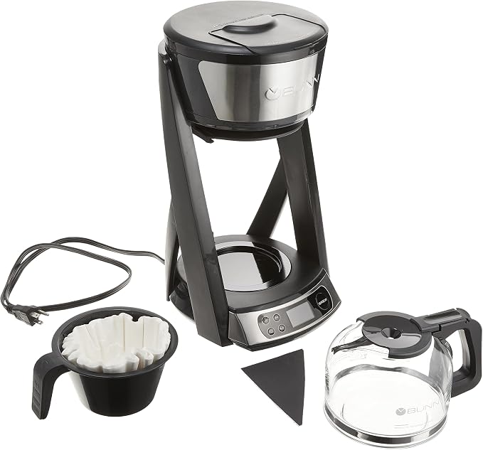 BUNN HB Heat N Brew Programmable Coffee Maker, 10 cup, Stainless Steel, 46500.0003