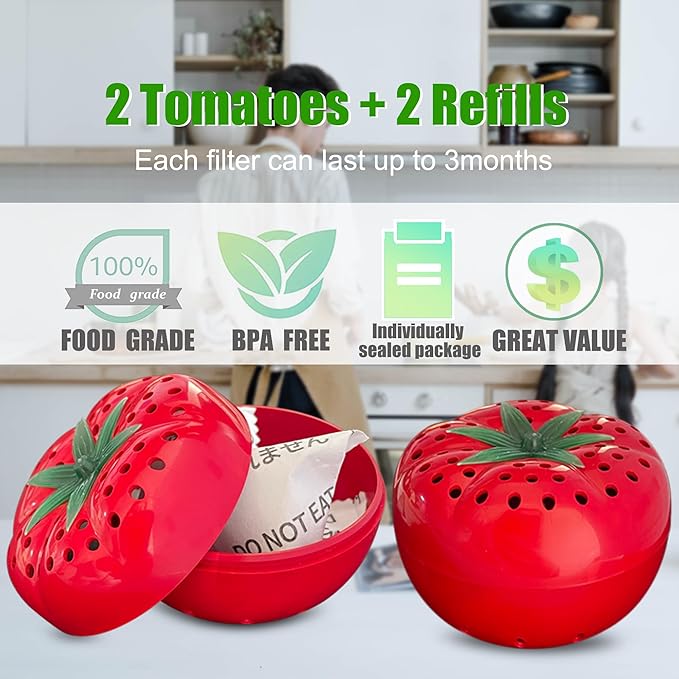 Produce Freshness Preserver Saver Kit- Keep Fruits and Vegetables Fresh Longer, Ethylene Gas and Odor Absorber in Refrigerator (2 Pack)