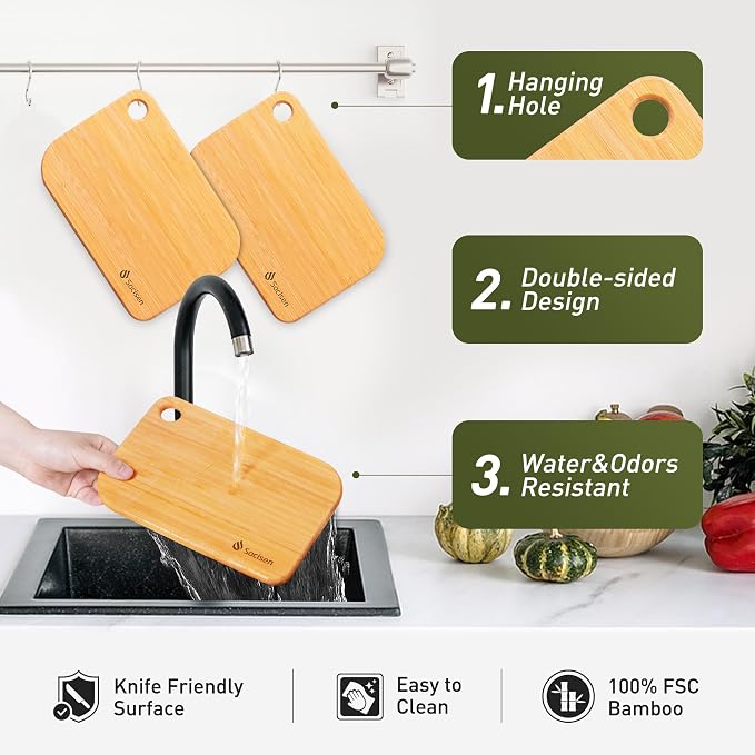 2 Pack Small Bamboo Wood Cutting Board for Kitchen Mini Wooden Charcuterie Boards 8.6" x 6" Lightweight Chopping Board Non Toxic Serving Board Tiny Chef Set Camping Fruit Lemon Sandwich Cheese
