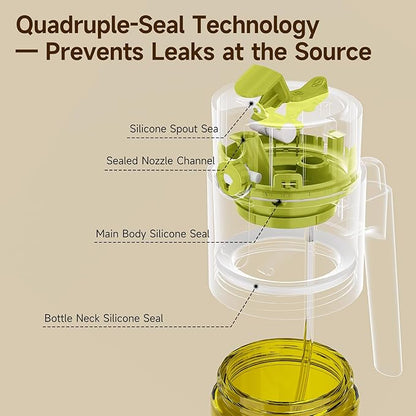 500ml Green Olive Oil Sprayer, Dark-Tinted Glass Spray Bottle for Salad, Air Fryer Vegetables, Controlled Oil Use, Refillable 2-in-1 Dispenser