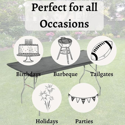 Kwik-Covers 8' Rectangle Plastic Table Covers 30" x 96", Bundle of 5 (Black)