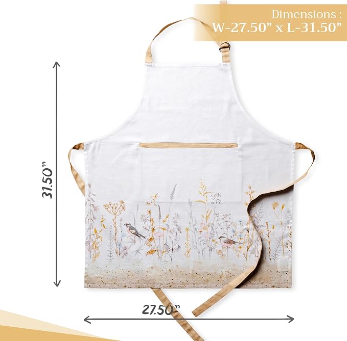 Maison d' Hermine 100% Cotton Apron for women with Pocket Kitchen Chef Apron for Men Cooking Spring Summer