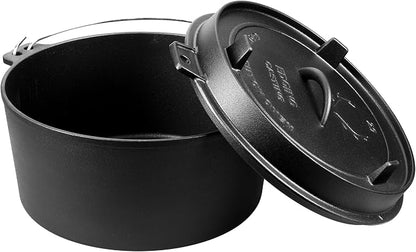 EDGING CASTING Pre-Seasoned Cast Iron Camping Dutch Ovens, Outdoor Camping Dutch Oven Pot with Lid Tripod, 8 Quart