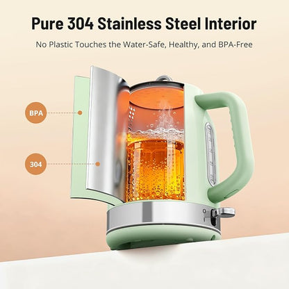 Paris Rhône Electric Kettle, Tea Kettle with 6 Temperature Settings, 1.7L Cordless Hot Water Boiler Heater, Strix Thermostat, Touch Control, Auto-Shutoff/Boil-Dry Protection, Keep Warm, LED Indicator