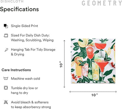 GEOMETRY Dishcloth – Spring & Summer Collection – Quick-Dry, Ultra-Absorbent, Reusable Microfiber Kitchen Towels for Drying & Cleaning - Summer Refreshments - 3-Pieces