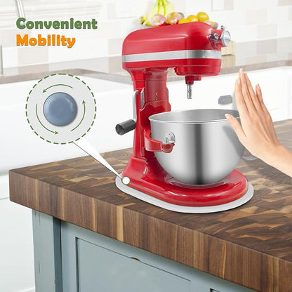Bamboo Mixer Slider Compatible with Kitchen aid Bowl Lift 5-8 Qt Stand Mixer - Kitchen Countertop Storage Mover Sliding Caddy for Kitchenaid 5-8 Qt Mixer (5-8 Qt - White)