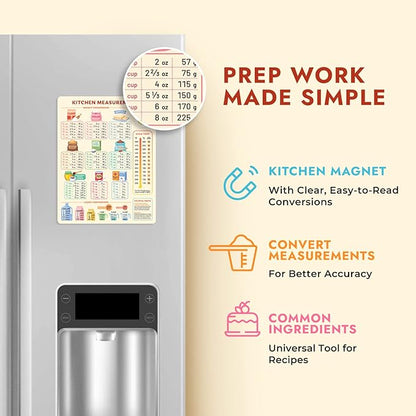 Kitchen Conversion Chart Magnet for Easier Cooking & Kitchen Baking - Kitchen Gadget Baking Gifts - Metric Conversion Chart for Cooking - Cute Kitchen Accessories - Kitchen Needs Baking Accessories