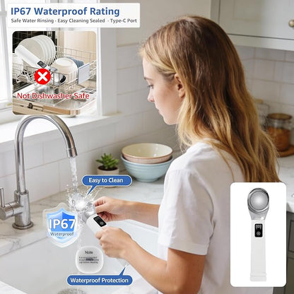 Electric Heated Ice Cream Scoop, Kitchen Gadget with Digital LED Temperature Display for Easy Scooping Rechargeable Scooper Dessert Server 5000mAh USB Powered IP67 Waterproof Kitchen Tool 2 Oz Max158℉