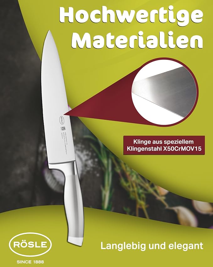 Rösle Basics Line Stainless Steel Chef's Knife, 8-inch Blade
