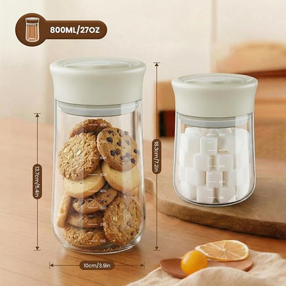 OURCABECUE Wide Mouth Mason Jar 27 oz, 2026 Upgrade 90° Rotating Lid Glass Storage Jar, Food Grade Overnight Oats & Yogurt Jar, Dry Snacks Candies jar