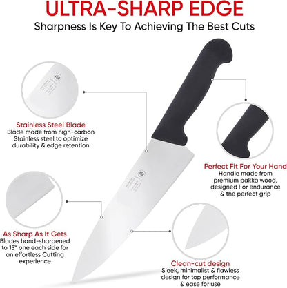 Chef knife. ICEL Cutlery 8-inch Chefs Knife.(Knife Care, Sharpening Instructions Included) Great for chopping, mincing and dicing.