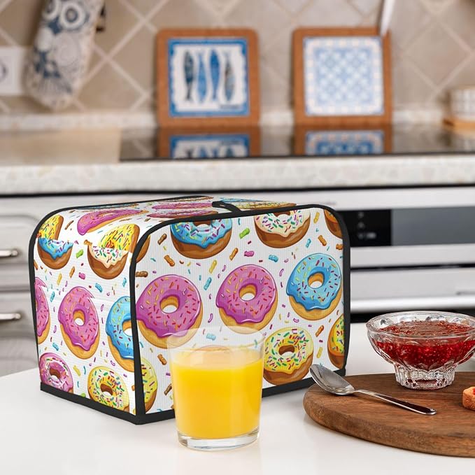 Donuts Theme 2 Slice Toaster Cover Wide Slot Dustproof Bread Maker Cover Fingerprint Protection Kitchen Appliance Cover Toaster Bag