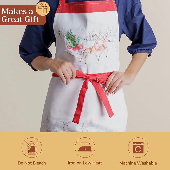 Maison d' Hermine 100% Cotton Apron for women with Pocket Kitchen Chef Apron for Men Cooking Spring Summer