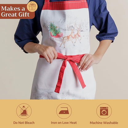 Maison d' Hermine 100% Cotton Apron for women with Pocket Kitchen Chef Apron for Men Cooking Spring Summer