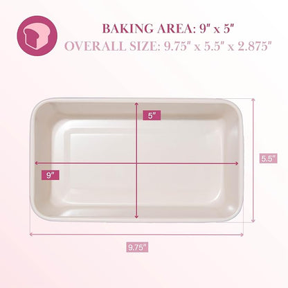 Paris Hilton Nonstick Carbon Steel Bakeware Collection, 9-Inch x 5-Inch Loaf Pan, Dishwasher Safe, Made without PFOA and PFAS, Pink Cream Two-Tone