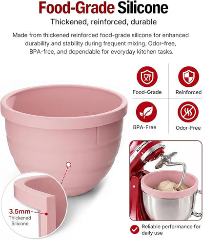 Silicone Bowl Liners for KitchenAid Tilt-Head 5QT Mixers, Kitchen Aid Accessories and Attachments for Baking and Cooking, Foldable Dishwasher Microwave Safe, 3pcs with Lids
