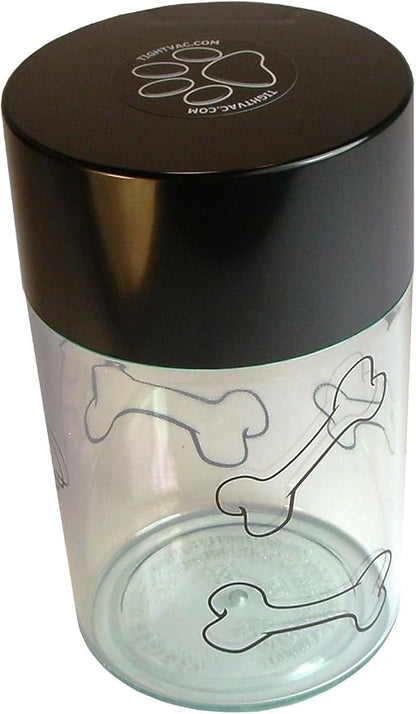 Tightpac Pawvac 1 to 6 Ounces Container, Airtight Pet Food and Treats Storage Jar - Patented Vacuum Seal Container for Pet Food, Treats and other Dry Goods - Clear with Treats