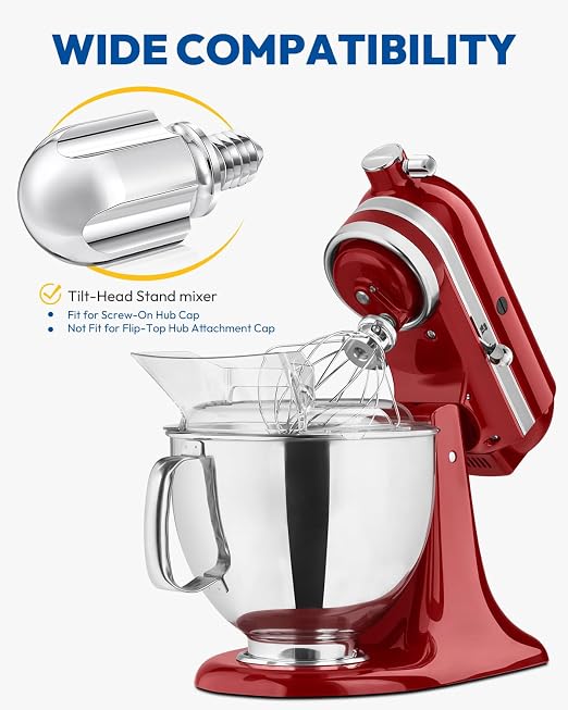 Attachment Knob Thumb 1.5‘’ Short Screw fit for Kitchen Aid Mixers with Screw-On Hup Cap, Upgraded 6061 Aluminum Long Screw Head Knob Replacement Parts, Replaces 9709194, 4162142, 240374 etc, Chrome