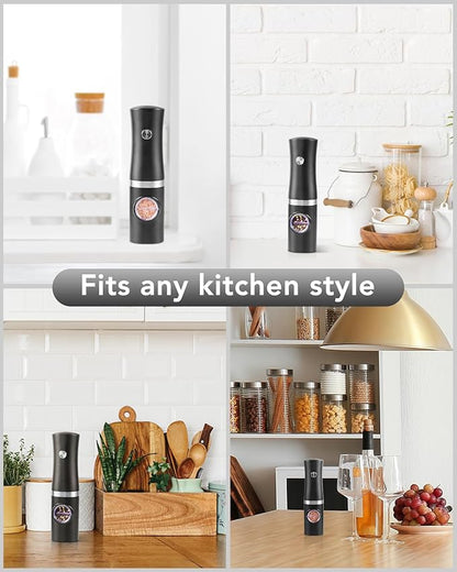 FORLIM Rechargeable Electric Salt and Pepper Grinder Set with Charging Base, Automatic Pepper Mill, Adjustable Coarseness, White LED Light, USB Type-C Cable, One Hand Operation, 2 Mills