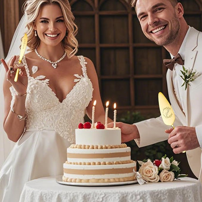 Wedding Cake Knife and Server Set, 4 Pack Stainless Steel Cake Cutting Knife, Slicer and Forks Server for Wedding, Anniversary, Birthday, Baby Shower(Gold 2026)
