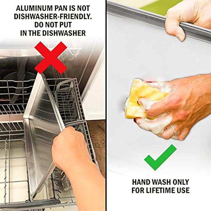 KITCHENATICS Aluminum Half Sheet Size Baking Pans, Nonstick Cookie Sheets for Baking, Oven Safe Baking Sheet Pans, Heavy Duty 1/2 Commercial Baking Sheets for Oven - 13.1" x 17.9" IN, Set of 2