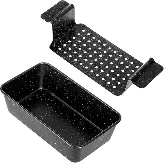 Walooza 9x5 Meatloaf Pan with Drain Tray, Heavy-Gauge Carbon Steel Nonstick Loaf Pan for Baking Bread, Oven-Safe Healthy Baking Pan for Meatloaf, Banana Bread, Sandwich Bread