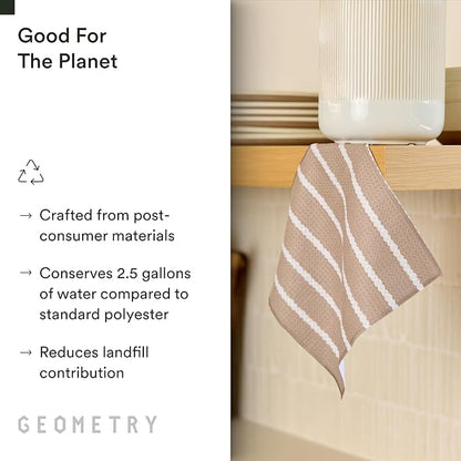 GEOMETRY Dishcloth – Evergreen Collection – Quick-Dry, Ultra-Absorbent, Reusable Microfiber Kitchen Towels for Drying & Cleaning - Pebble Play - 3-Pieces