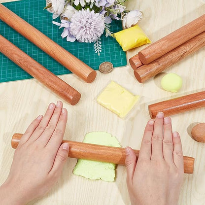 OLYCRAFT 10pcs Wood Rolling Pins 11.8 inch Clay Rolling Pins 1.1 inch Diameter Classic Wooden Rolling Pins Natural Wood Texture Rollers Wood Clay Roller for Clay Modeling Pottery Tools