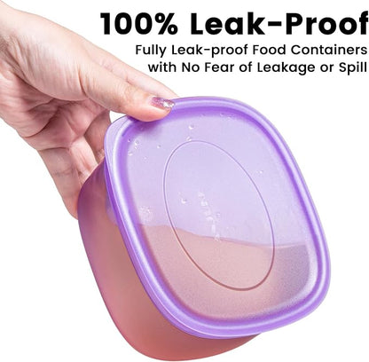 7-Piece Meal Prep Containers — 3.75-Cup Reusable Airtight Plastic Food Storage Containers with Lids, BPA-Free, Microwave/Freezer/Fridge Safe, Stackable Lunch & Leftovers Organizer(900ml)