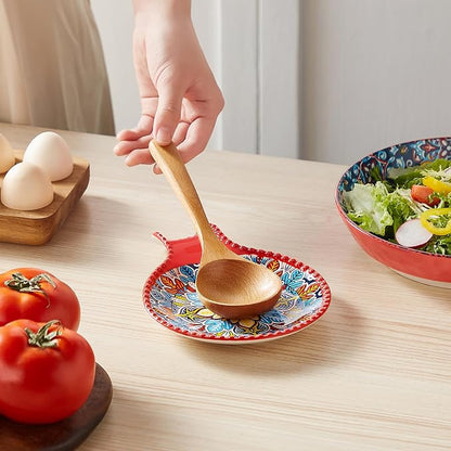 vancasso Ceramic Spoon Rest Sets of 2 for Stove Top, 7.7 Inch Cooking Spoon Holder for Kitchen Counter Decor, Spoon Holder for Coffee Spoon Rest, Spoon Cradle, Spatula, Spoons or Tongs, Light