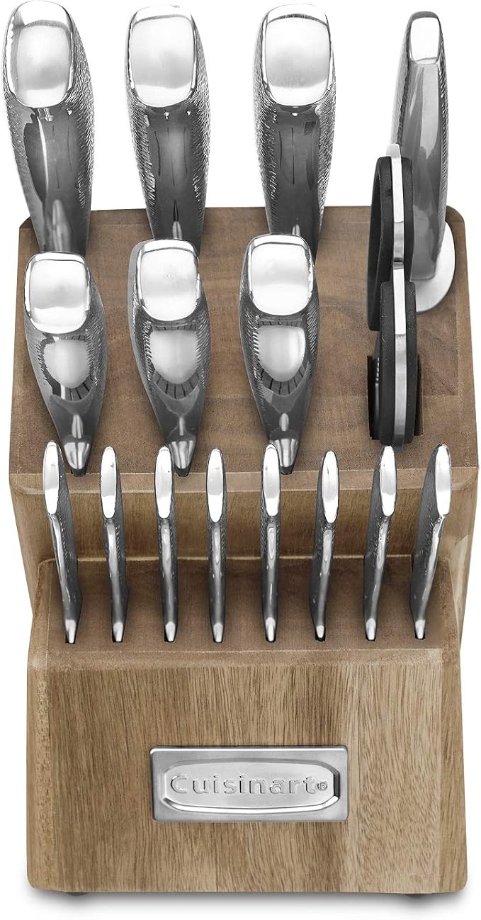 Cuisinart Classic High-Carbon Hammered Stainless Steel Forged Knife Set With Sheath Blade Gaurds (17-Piece Set)